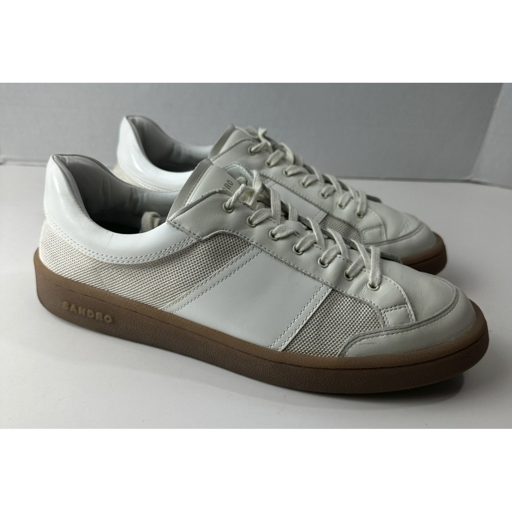 Sandro Mesh and Leather Sneakers Men's Size 43 US 10 - 10.5 Low Top Lace Shoes - Picture 4 of 16